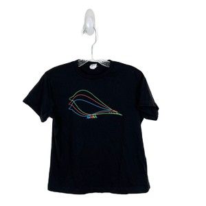 LAT Shirt Kids Medium Black Cotton Bird Graphic Six One Zero One Short S…